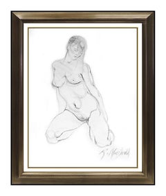 RICHARD MACDONALD Original Crayon Drawing Signed Female Art bronze Sculpture