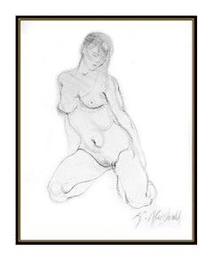 RICHARD MACDONALD Original Crayon Drawing Signed Female Art bronze Sculpture