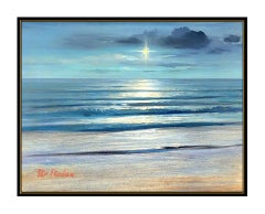 Peter Ellenshaw Original Painting Oil On Board Signed Ocean Seascape Disney Art