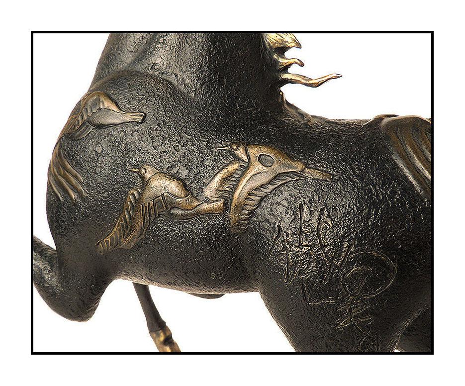 Jiang Tie Feng Large Original Bronze Full Round Sculpture Black Horse Signed Art For Sale 1