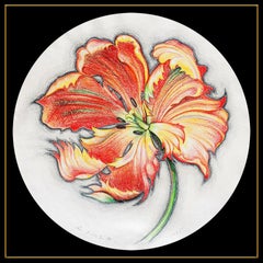 Lowell Blair Nesbitt Original Colored Pencil Drawing Signed Flower Painting Art