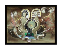 Andrea Smith Painting Original Acrylic Signed Artwork Rare Angels Peace Framed