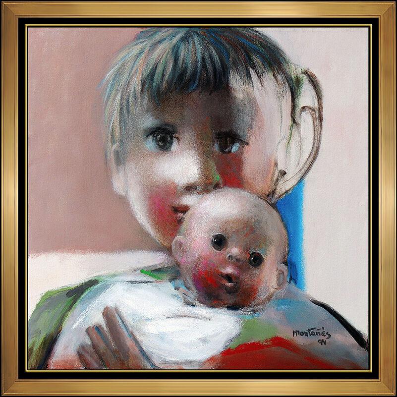 Jose Montanes Original Oil Painting on Canvas, Custom Framed and listed with the SUBMIT BEST OFFER Option

Accepting Offers Now: The item up for sale is a very rare and Authentic, Original Oil Painting by Jose Montanes of a child and his baby