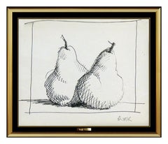 Robert Kulicke Original Ink Drawing Hand Signed Fruit Still Life Framed Artwork