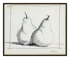 Robert Kulicke Original Ink Drawing Hand Signed Fruit Still Life Framed Artwork