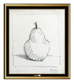 Robert Kulicke Rare Ink Drawing Original Modern Fruit Still Life Framed Artwork