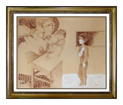 Sunol Alvar Original Pastel Drawing Signed Female Portrait Framed Art Painting