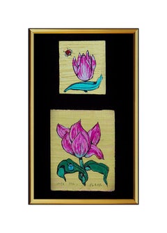 Fleur Cowles Oil Painting On Board Original Flower Signed Modern Artwork Diptych