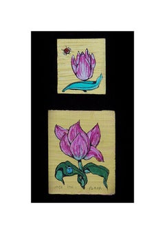 Fleur Cowles Oil Painting On Board Original Flower Signed Modern Artwork Diptych