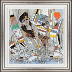 Jiang Tie Feng Original Gouache Painting Signed Modern Chinese Female Portrait