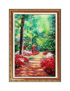 Schaefer Miles Large Original Serigraph ON CANVAS Hand Embellished Landscape Art