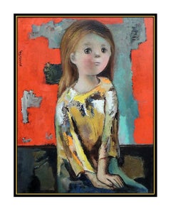 Jose Montanes Original Painting Oil On Board Signed Child Girl Portrait Artwork