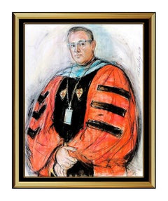 Sheldon Schoneberg Large Original Painting Pastel Portrait Authentic Framed Art