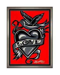 Allison Lefcort RARE Original Love Sparrow Acrylic Painting Pop Graffiti Artwork