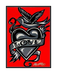 Allison Lefcort RARE Original Love Sparrow Acrylic Painting Pop Graffiti Artwork
