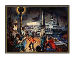 Robert Rucker Original Oil Painting On Canvas Signed New Orleans Jazz Artwork