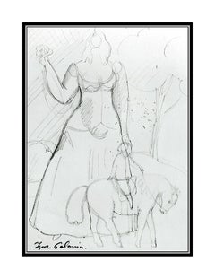 Igor Galanin ORIGINAL Drawing Female Portrait Horse Signed Artwork Landscape SBO