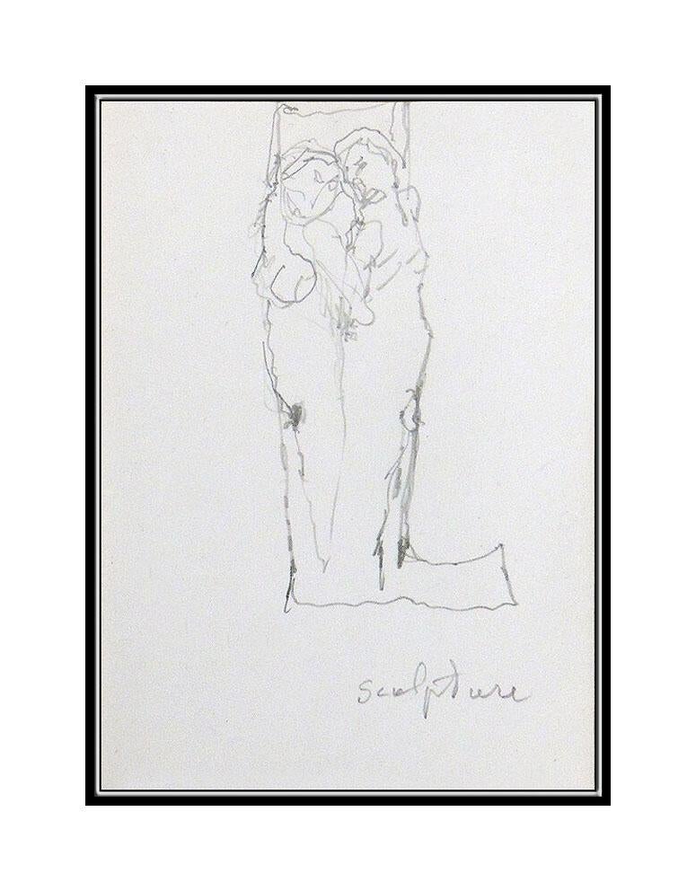 Jean Jansem Original Nude Drawing Authentic Modern Artwork Female Male Portrait For Sale 1