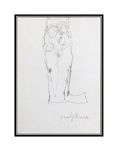 Jean Jansem Original Nude Drawing Authentic Modern Artwork Female Male Portrait