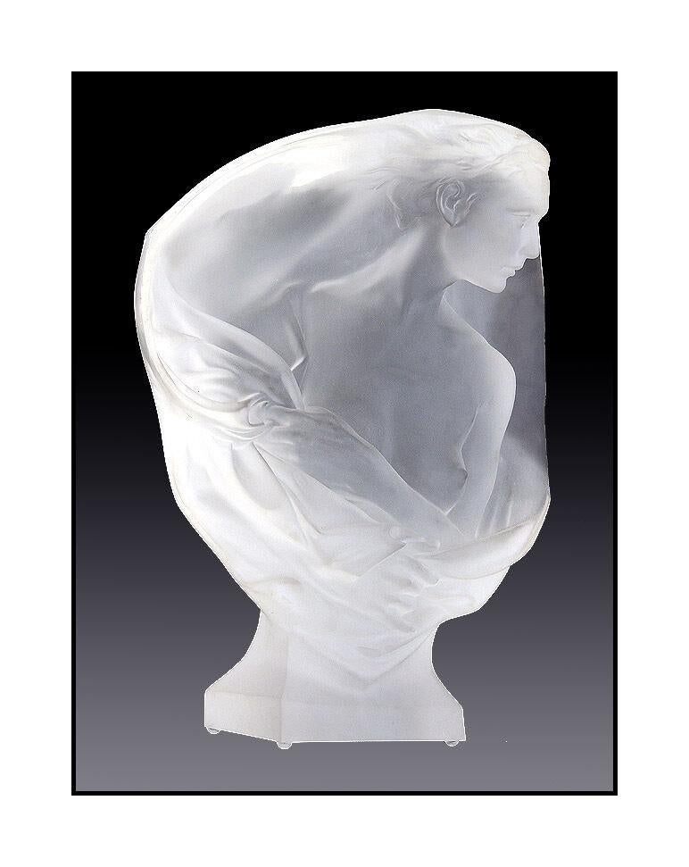 Frederick Hart Acrylic Sculpture Signed Lucite Artwork Female Nude Contemplation For Sale 1