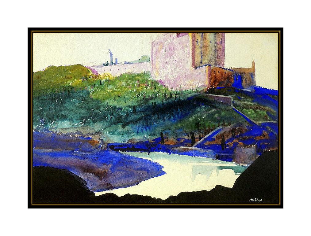 John Whorf Large Watercolor Painting Original Landscape Signed Framed Artwork For Sale 1
