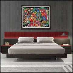 Jiang Tie Feng Serigraph On Canvas My World II Signed Animal