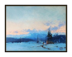 Thomas Kinkade Original Oil Painting On Board Western Illustration Signed Art