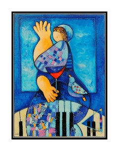Dorit Levi Original Giclee On Canvas Thinking Of You Signed Art