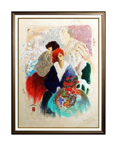 Roy Fairchild Woodward Embellished Serigraph On Canvas Signed Jeunesse Large Art