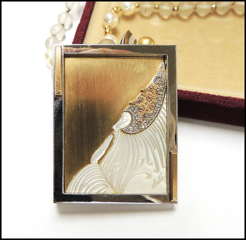 Erte Beloved State VI Necklace Pendant Art Deco Jewelry Signed Gold Diamond Art 2