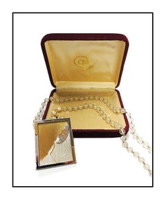 Vintage Erte Beloved State VI Necklace Pendant Art Deco Jewelry Signed Gold Diamond Art