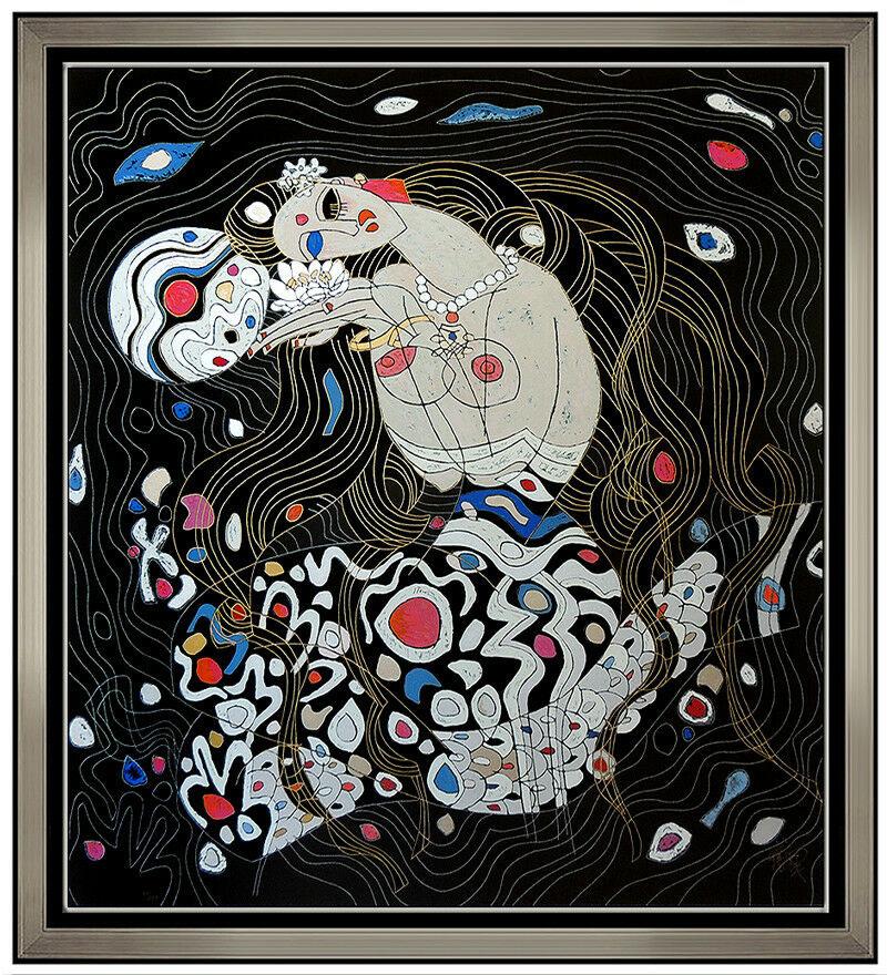 Jiang Tie Feng Mermaid Color Serigraph Signed LARGE Chinese Female Nude Artwork - Print by Tiefeng Jiang