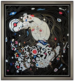 Jiang Tie Feng Mermaid Color Serigraph Signed LARGE Chinese Female Nude Artwork