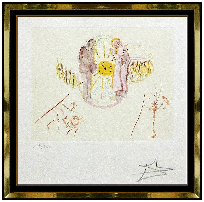 Salvador Dalí Figurative Art - Salvador Dali Ones Identity Color Etching Hand Signed Clock Watch Surreal Art