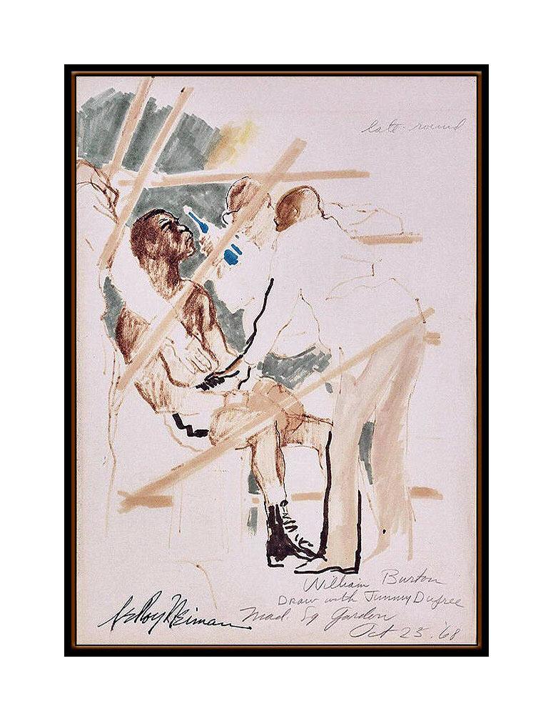 LeRoy Neiman Original Boxing Ink Drawing Hand Signed Sports Painting Artwork SBO - Beige Figurative Art by Leroy Neiman