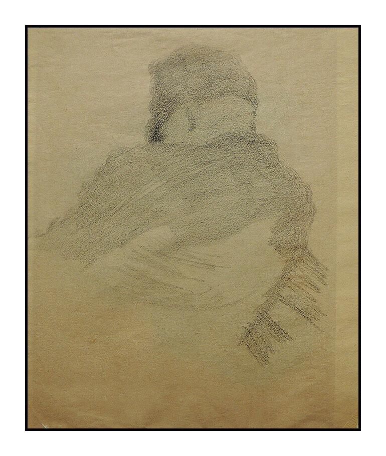 Joseph Stella Original Charcoal Drawing Hand Signed Portrait Illustration Art 2