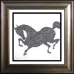 Guillaume Azoulay Original Ink Drawing Signed Modern Robuste Zebra Animal Art