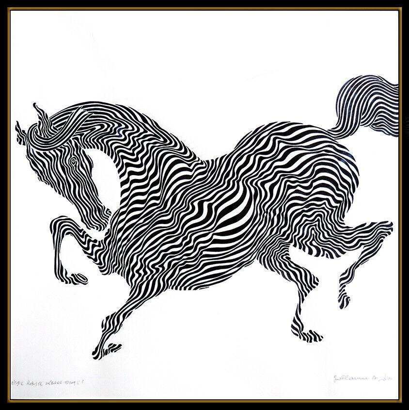 Guillaume Azoulay Original Ink Drawing Signed Modern Robuste Zebra Animal Art For Sale 1