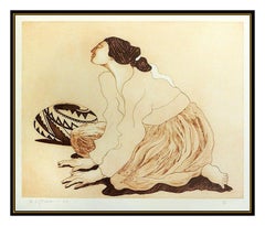 R.C. GORMAN Color Lithograph Native American Woman Portrait Hand Signed Artwork