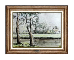 Paul Emile Pissarro Original Watercolor Painting Hand Signed French Landscape