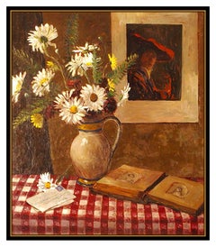 Virginia Woolley Original Oil Painting On Board Signed Still Life Flowers