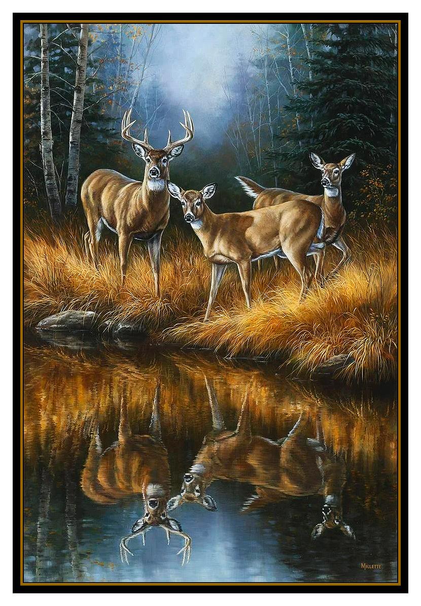 Rosemary Millette Original Ölgemälde auf Karton Großes signiertes Wildtier Tier, Original 2