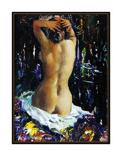 John Grabach Original Painting Oil On Board Signed Nude Female Portrait Artwork