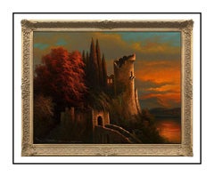 Ludwig Muninger Large Original Painting Oil On Canvas Signed Landscape Artwork