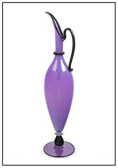 Dante Marioni Original Glass Goose Beak Vase Hand Signed Handle Purple Black Art