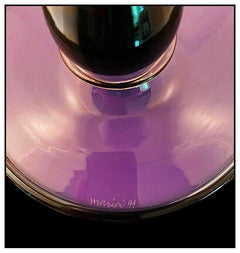 Dante Marioni Original Glass Goose Beak Vase Hand Signed Handle Purple Black Art