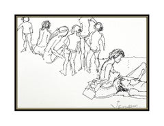 Jean Jansem Original Ink Drawing HAND SIGNED Authentic Artwork Portrait Framed