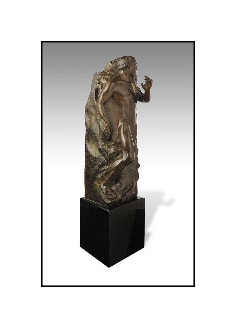 Frederick Hart Figurative Sculpture - FREDERICK HART Adam Large Original BRONZE SCULPTURE Full Round Signed Relief Art