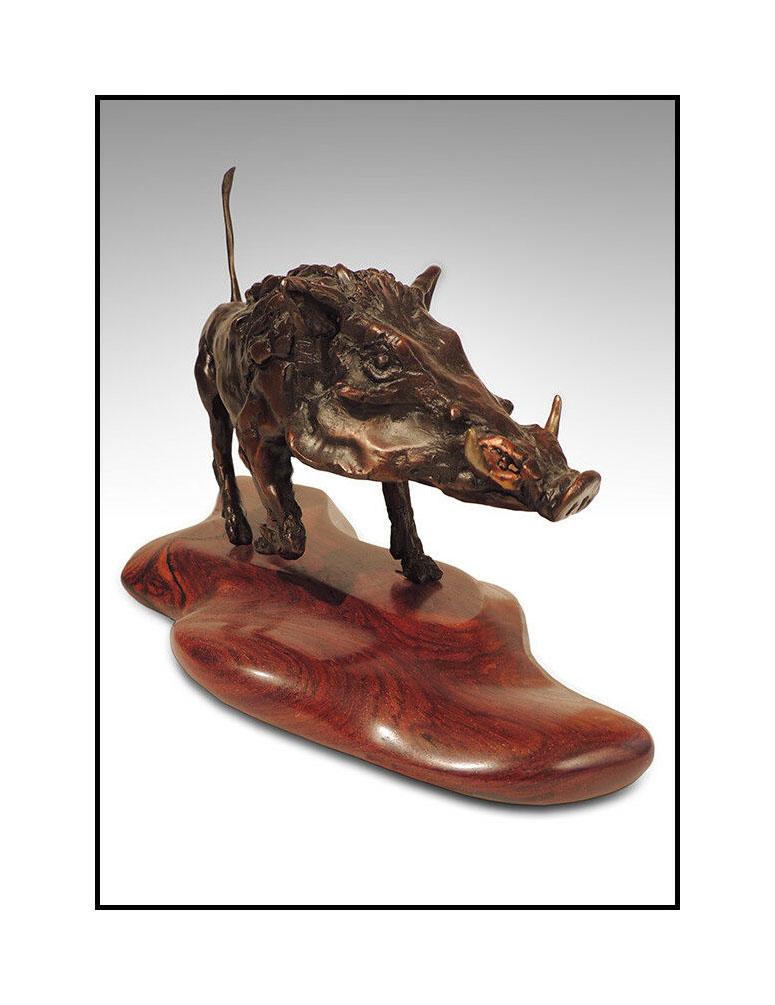 Alan Hamwi Bronze Full Round Sculpture Attitude Warthog Original Signed Artwork For Sale 1
