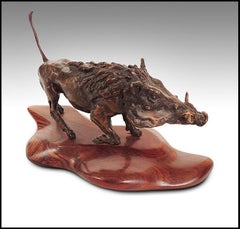 Alan Hamwi Bronze Full Round Sculpture Attitude Warthog Original Signed Artwork